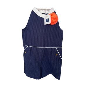 JANIE AND JACK Janie's Hideaway Navy Blue Romper‎ Size 2T NEW WITH TAGS